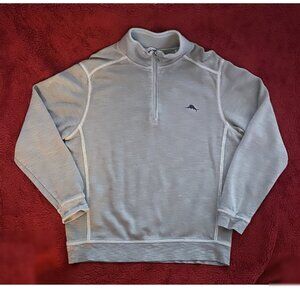 Tommy Bahama Men's Quarter Zip Long Sleeve Pullover - Gray - Size Medium